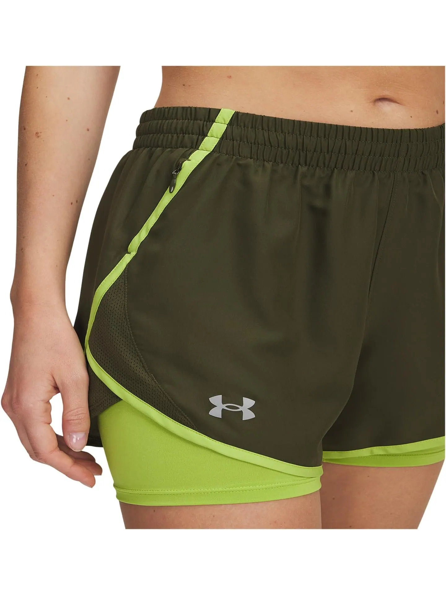 Шорты Under Armour Fly By 2-in-1 Shorts — изображение 3 из 4, зеленый/зеленый
