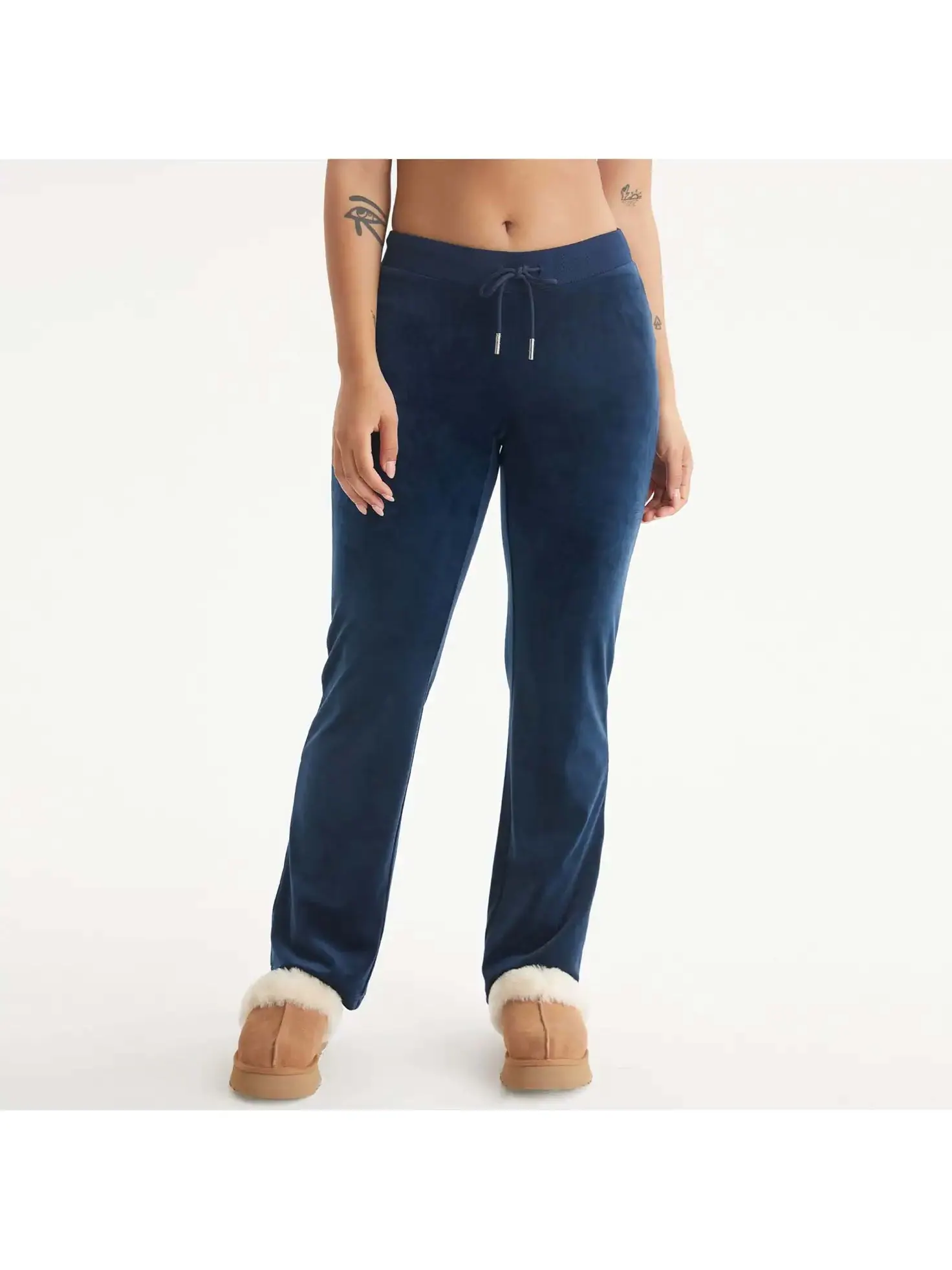 Женские велюровые брюки Juicy Couture Rib Waist Velour Pants with Drawcord — изображение 1 из 2, синий
