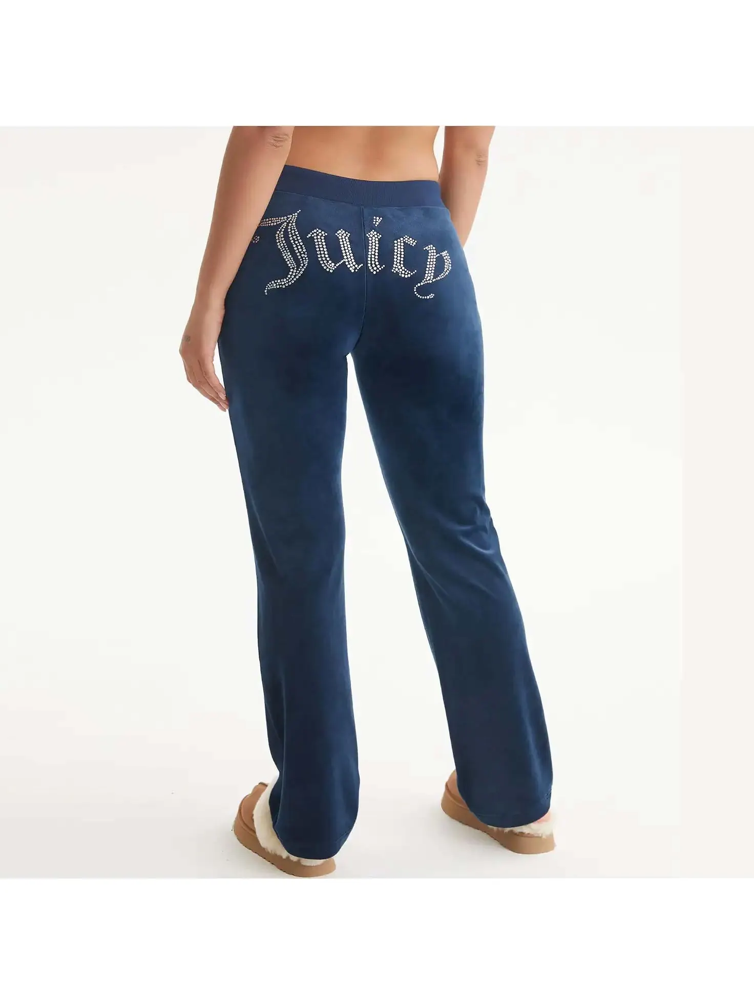 Женские велюровые брюки Juicy Couture Rib Waist Velour Pants with Drawcord — изображение 2 из 2, синий