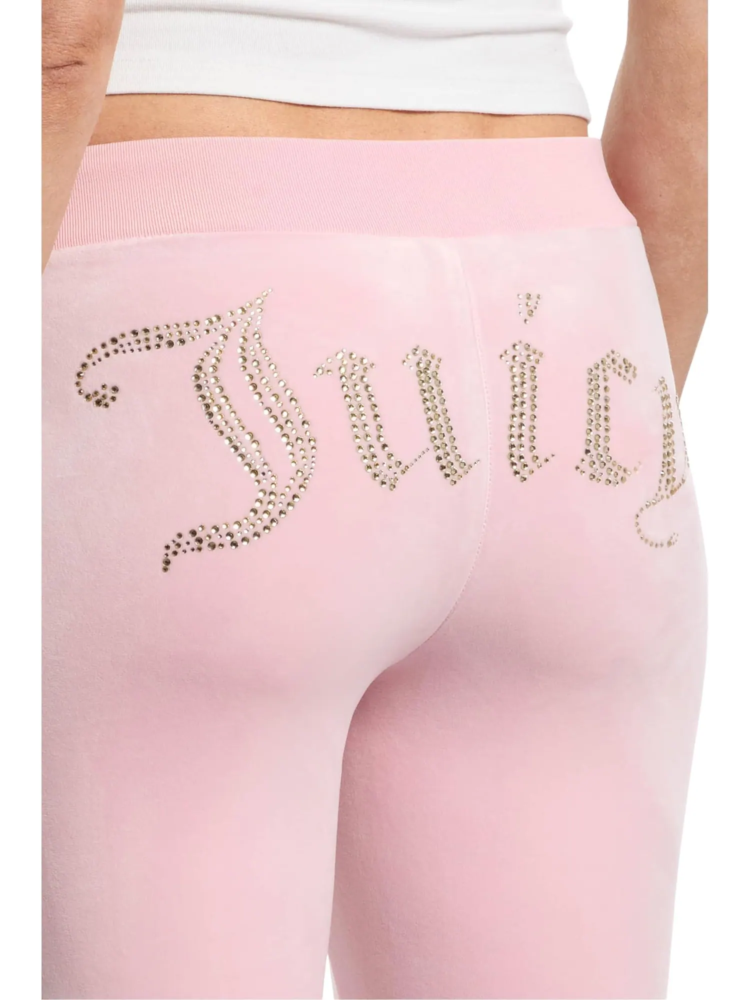 Женские велюровые брюки с резинкой на талии и шнурком Juicy Couture — изображение 4 из 5, розовый