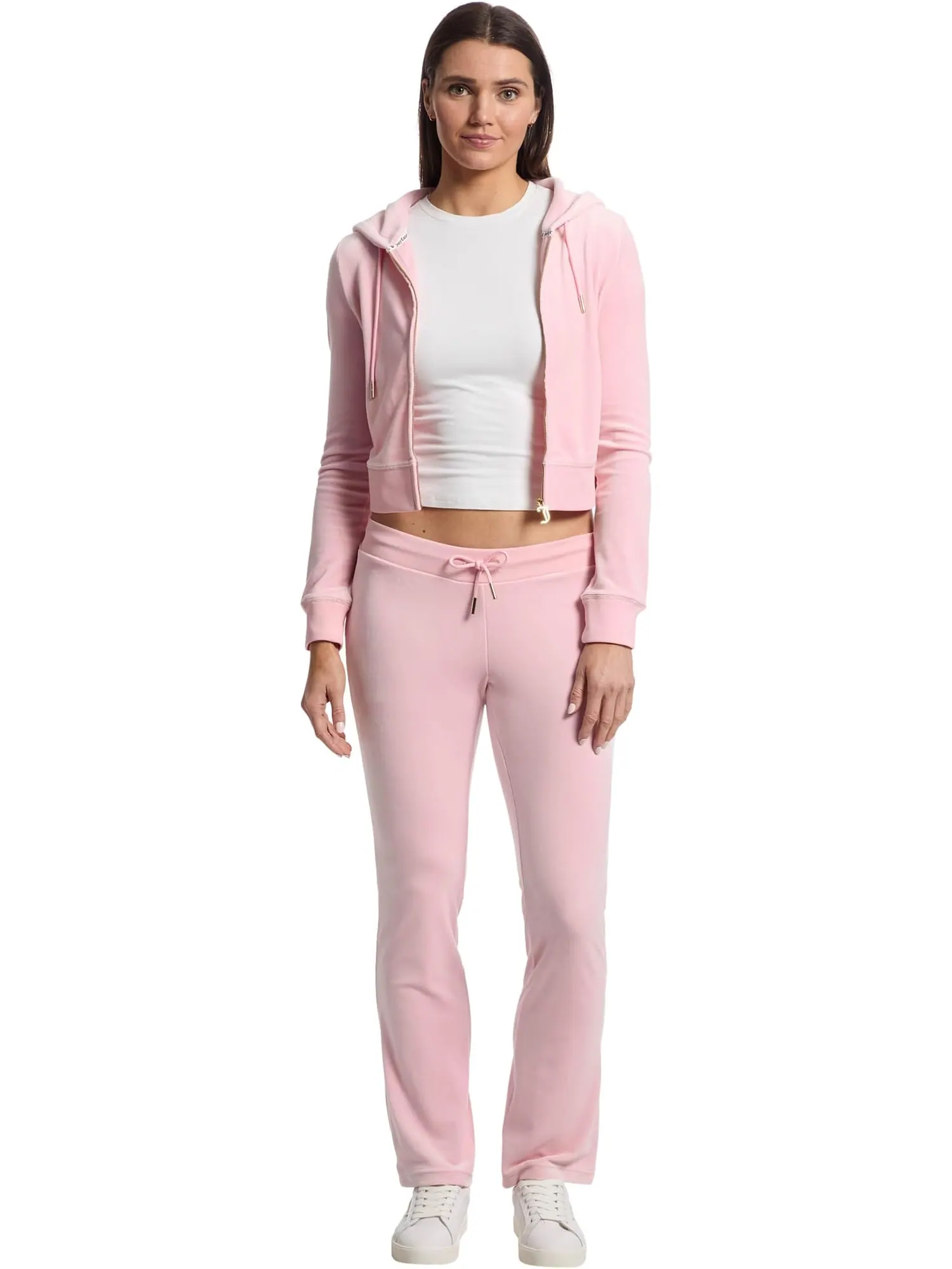 Женские велюровые брюки с резинкой на талии и шнурком Juicy Couture — изображение 5 из 5, розовый