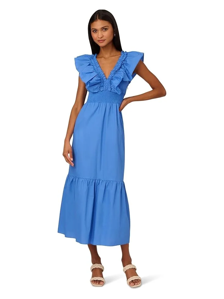 Платье Adrianna Papell Ruffle Front Maxi Dress