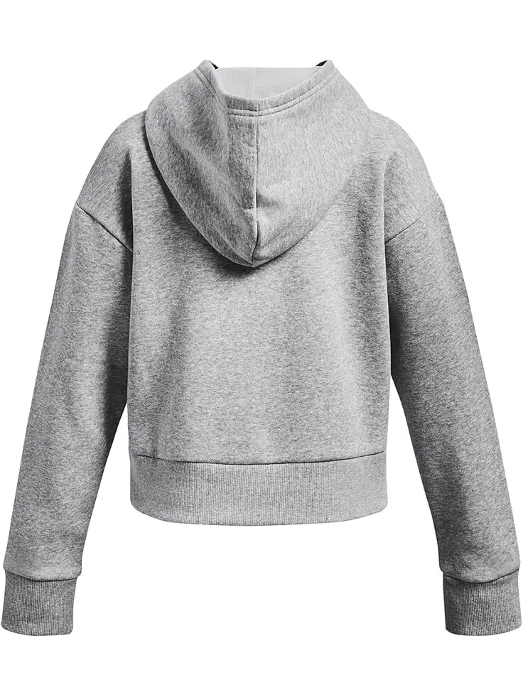 Худи Under Armour Kids Rival Fleece Cropped Hoodie — изображение 2 из 2, серый светлый/белый
