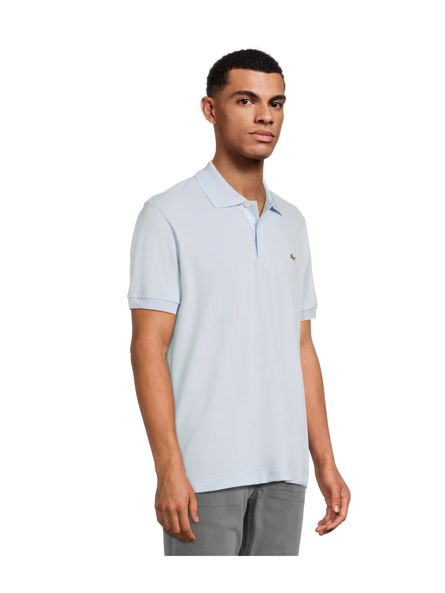 Поло Lacoste Classic Fit L.12.12, пике с ребристым воротником — изображение 2 из 5, светлый синий