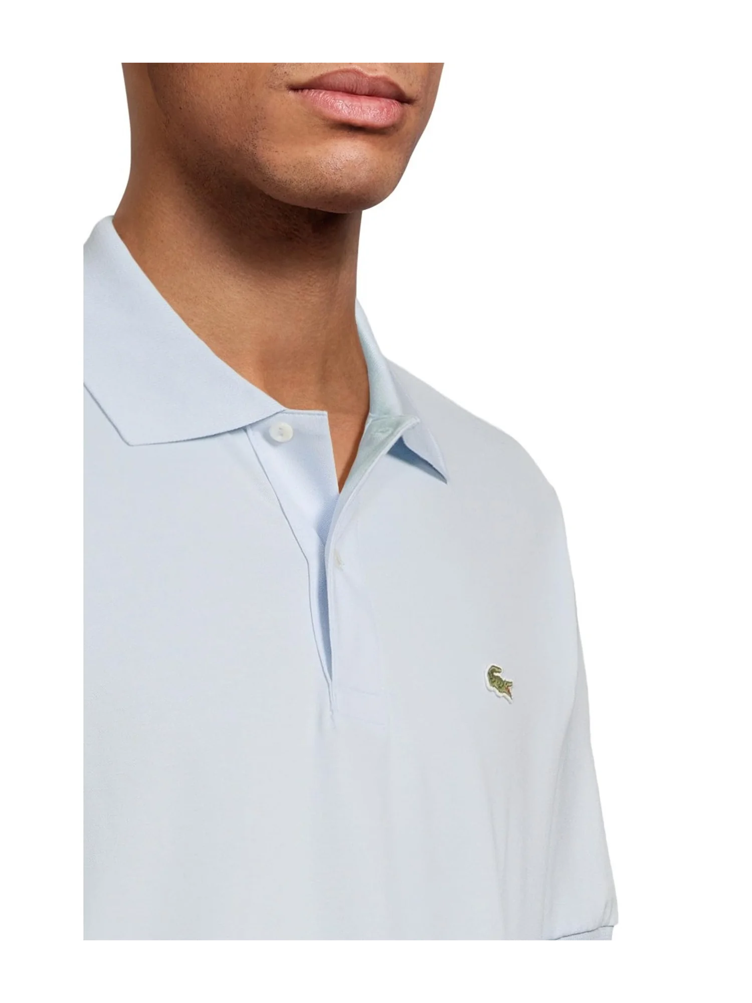 Поло Lacoste Classic Fit L.12.12, пике с ребристым воротником — изображение 4 из 5, светлый синий