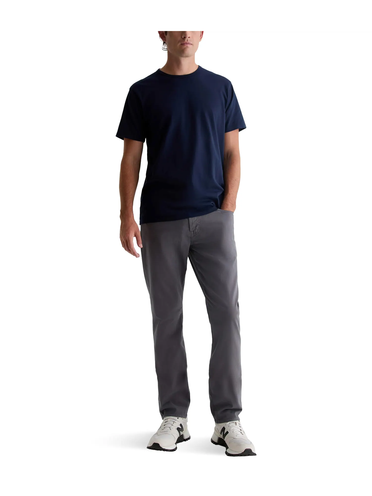 Брюки AG Jeans Everett Slim Straight Leg Twill Pants — изображение 6 из 6, серый