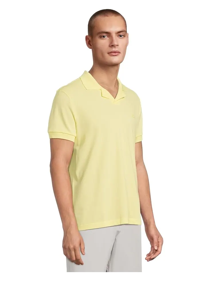 Поло Lacoste Classic Fit Buttonless Polo, без пуговиц — изображение 2 из 5, желтый