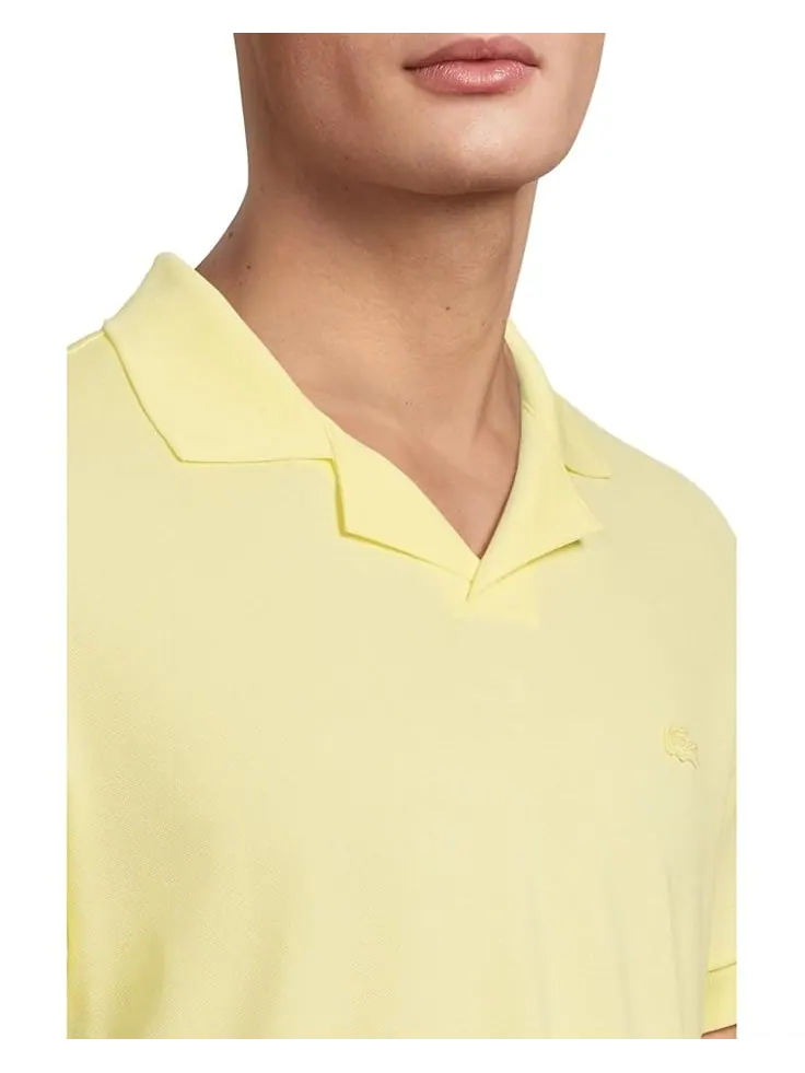 Поло Lacoste Classic Fit Buttonless Polo, без пуговиц — изображение 4 из 5, желтый