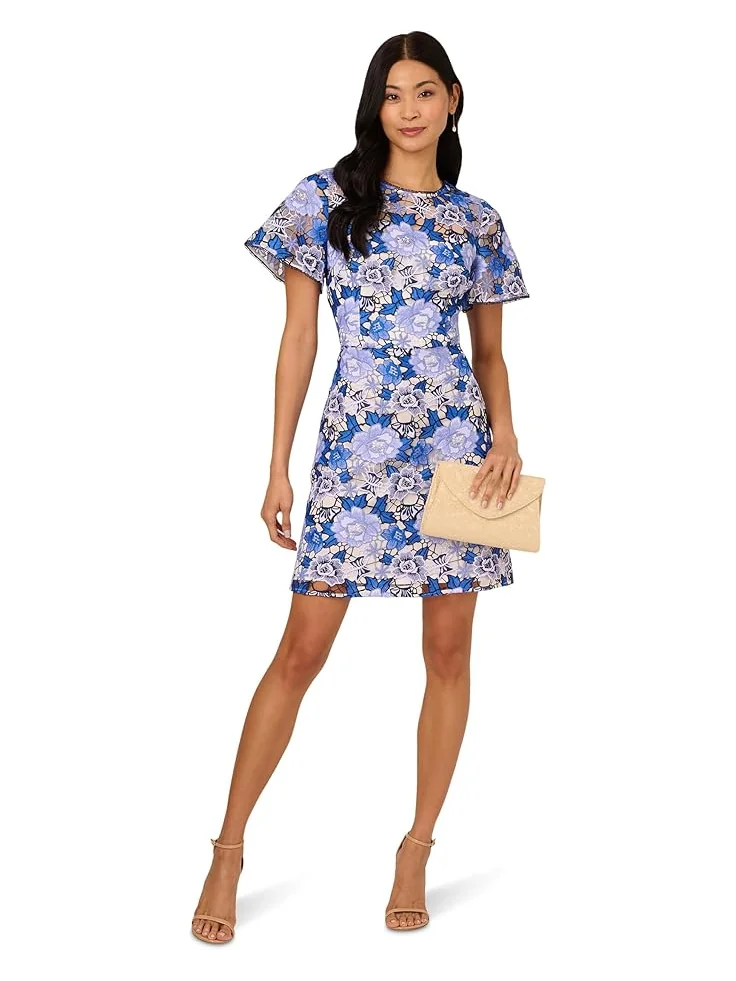 Платье Adrianna Papell Floral Embroidery Short Dress