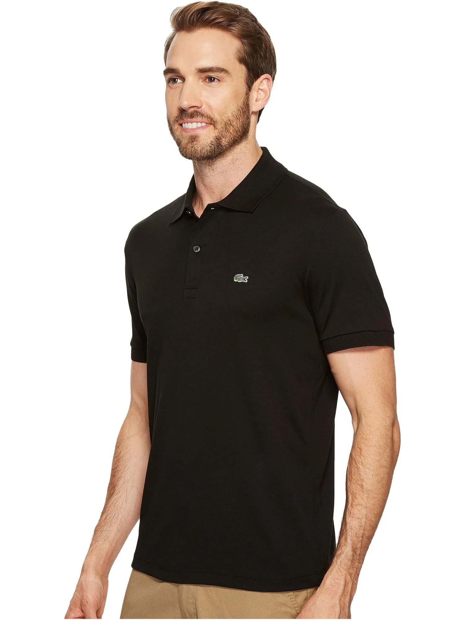 Поло Lacoste хлопок Pima, черное — изображение 2 из 4, черный