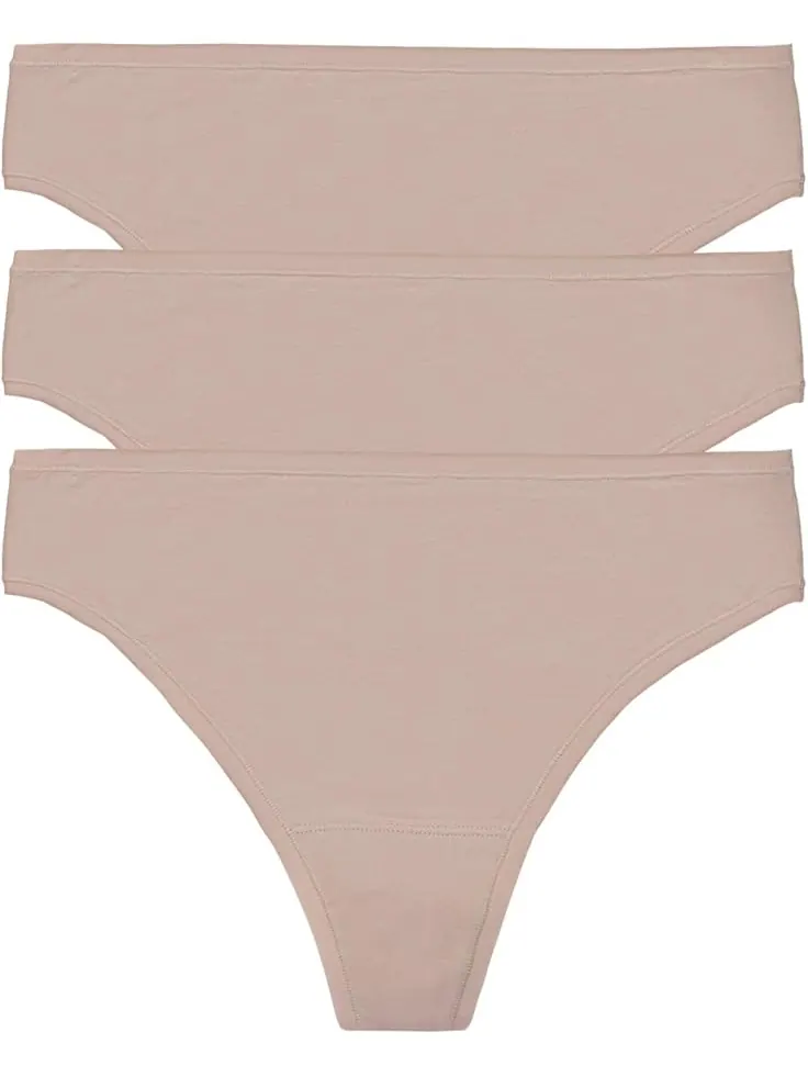 Женские трусы Natori Bliss Bare Cotton Thong 3-pack — изображение 1 из 1, кофе