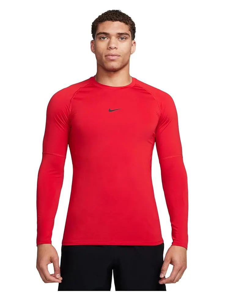 Мужская футболка Nike Pro Dri-Fit Slim с длинным рукавом — изображение 1 из 5, красный/черный