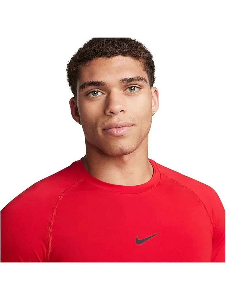 Мужская футболка Nike Pro Dri-Fit Slim с длинным рукавом — изображение 3 из 5, красный/черный