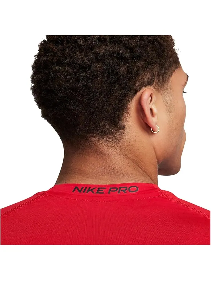 Мужская футболка Nike Pro Dri-Fit Slim с длинным рукавом — изображение 4 из 5, красный/черный