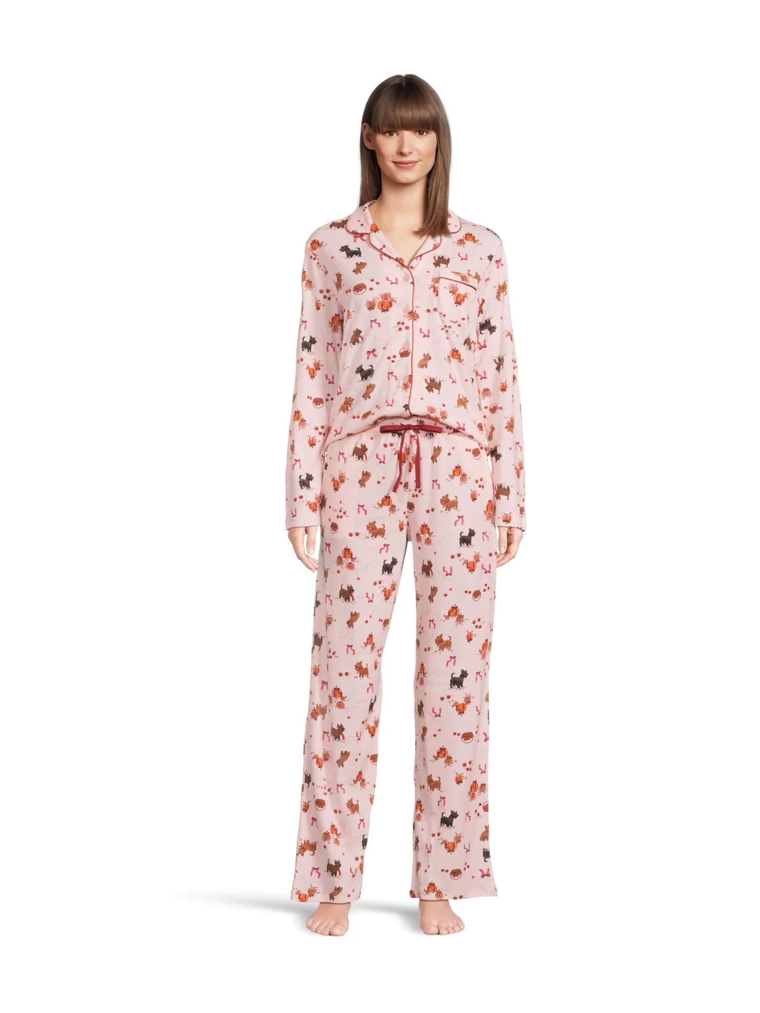 Пижама Karen Neuburger Novelty Print Long Sleeve Girlfriend Pajama Set, цвет Apple Orchard Scotties