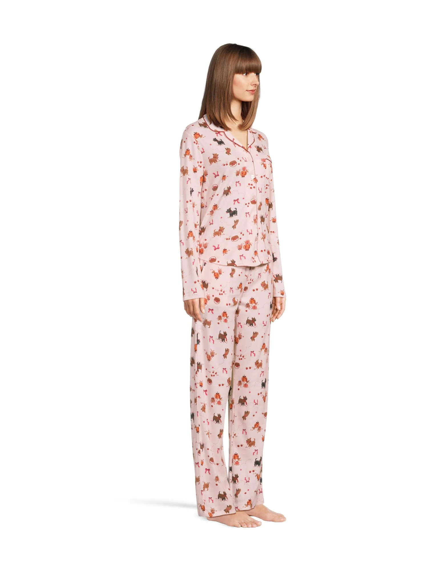 Пижама Karen Neuburger Novelty Print Long Sleeve Girlfriend Pajama Set — изображение 2 из 4, яблоневый сад скотти