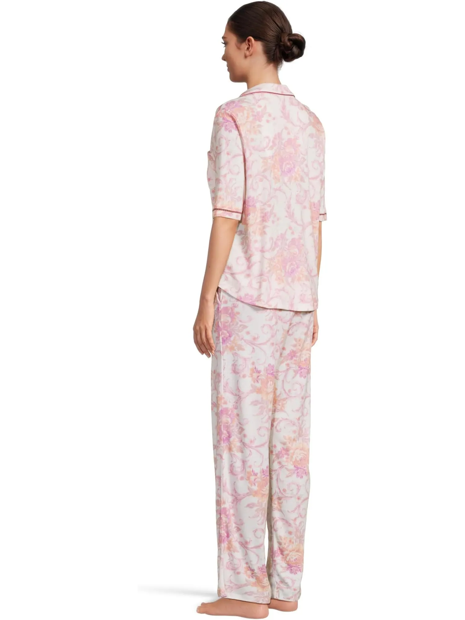 Пижама Karen Neuburger Romantic Fields Elbow Sleeve Pajama Set with Lace — изображение 3 из 5, королевский цветок