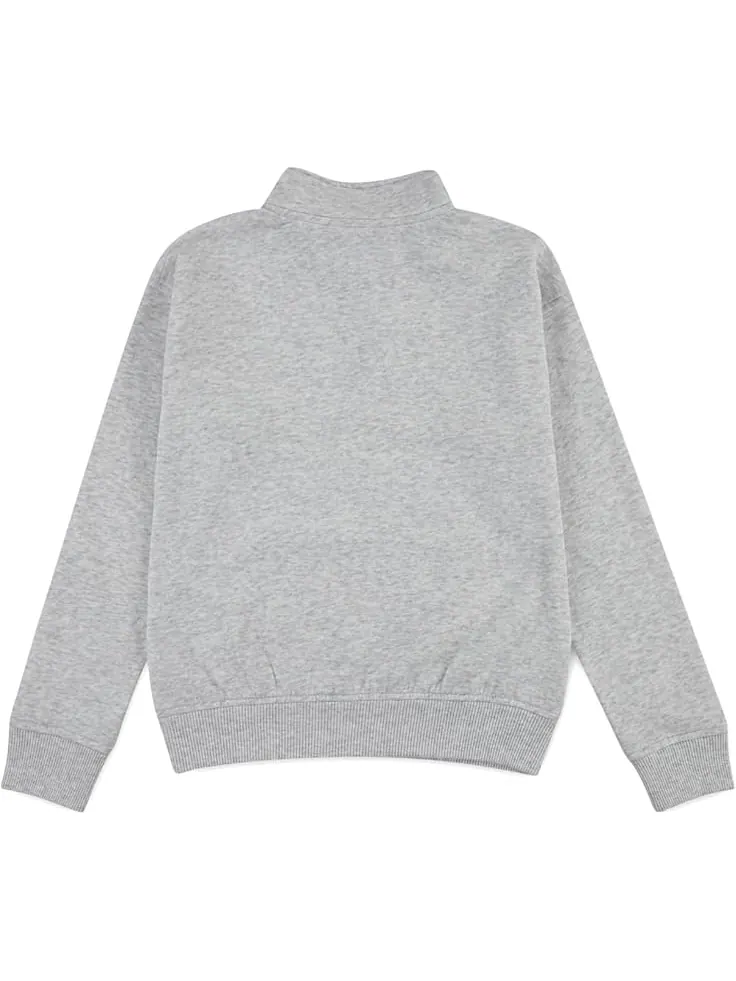 Детская толстовка abercrombie kids Essentials Quarter Zip — изображение 2 из 4, светлый серый