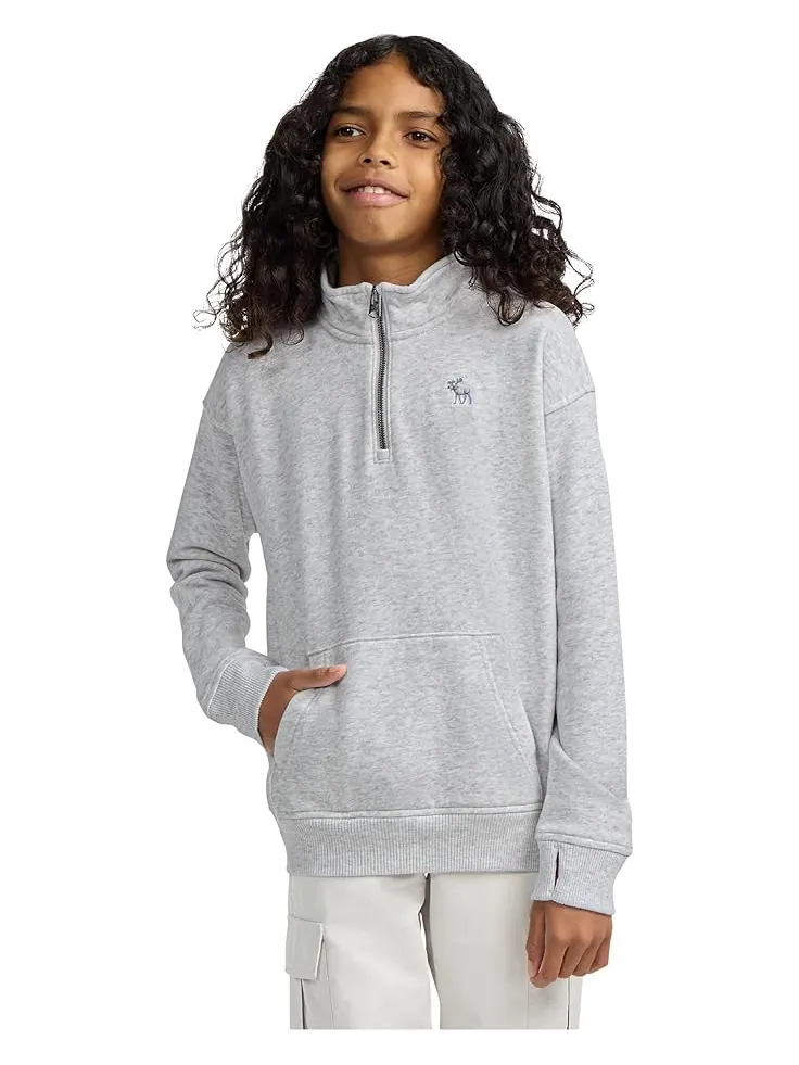 Детская толстовка abercrombie kids Essentials Quarter Zip — изображение 3 из 4, светлый серый