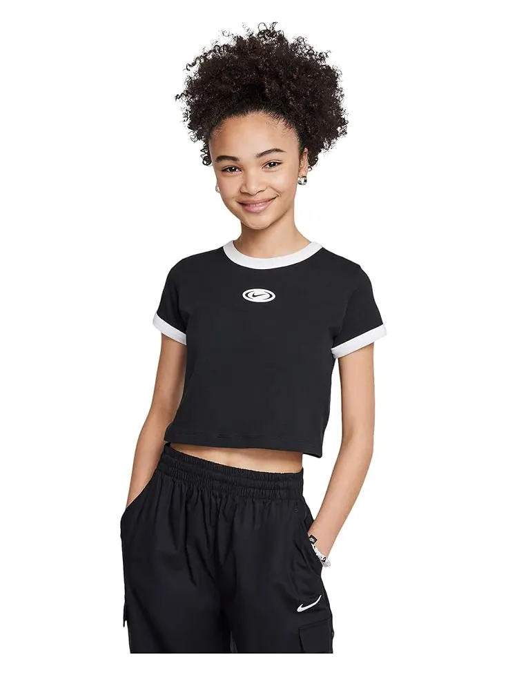 Футболка Nike Kids Sportswear Cropped T-shirt — изображение 1 из 4, черный
