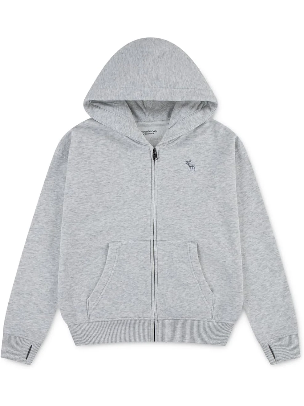 Худи abercrombie kids Essentials Full Zip Hoodie — серый