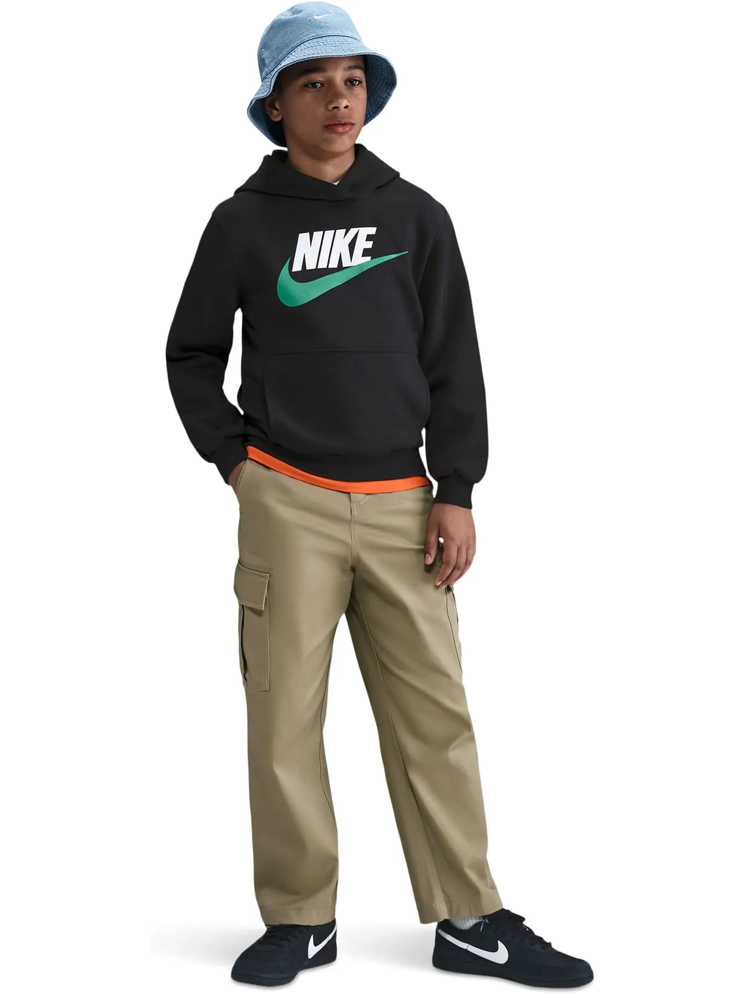 Толстовка с капюшоном Sportswear Club из флиса Nike Kids — изображение 1 из 3, черный