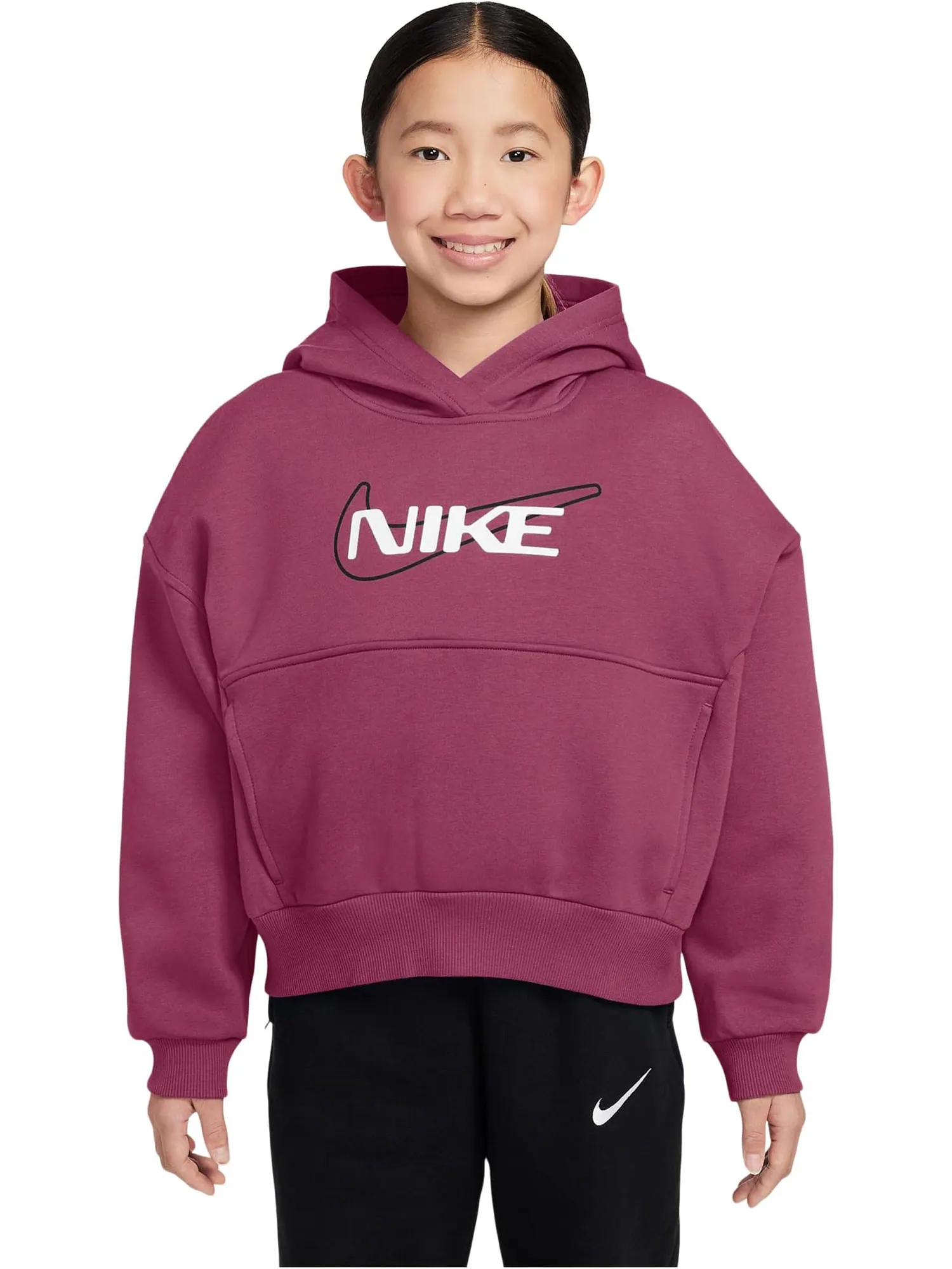 Худи Nike Kids Sportswear Club Fleece Oversized Hoodie — изображение 1 из 3, свекольный красный