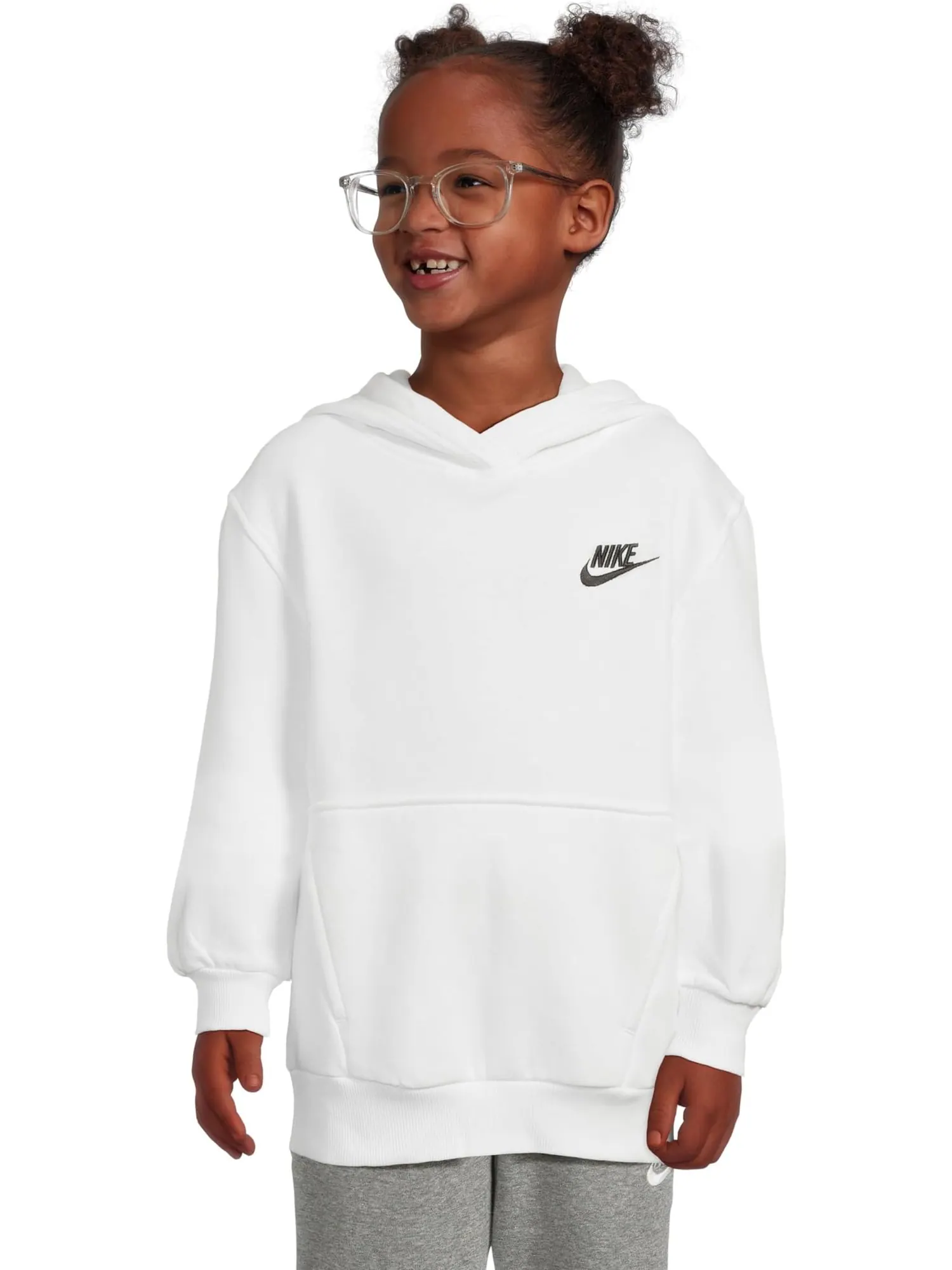 Толстовка с капюшоном из флиса Sportswear Club Nike Kids — изображение 4 из 6, белый/черный