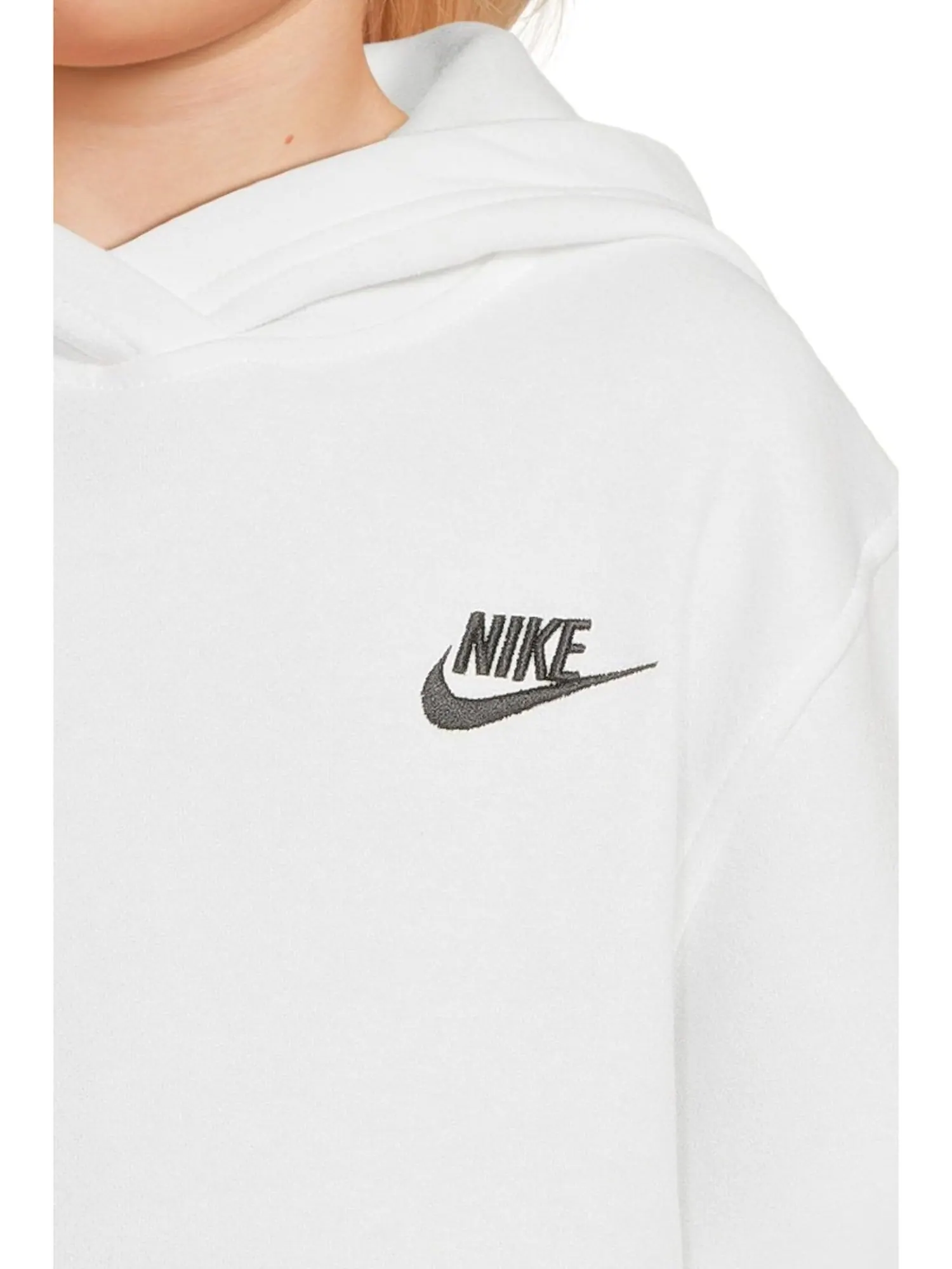 Толстовка с капюшоном из флиса Sportswear Club Nike Kids — изображение 5 из 6, белый/черный