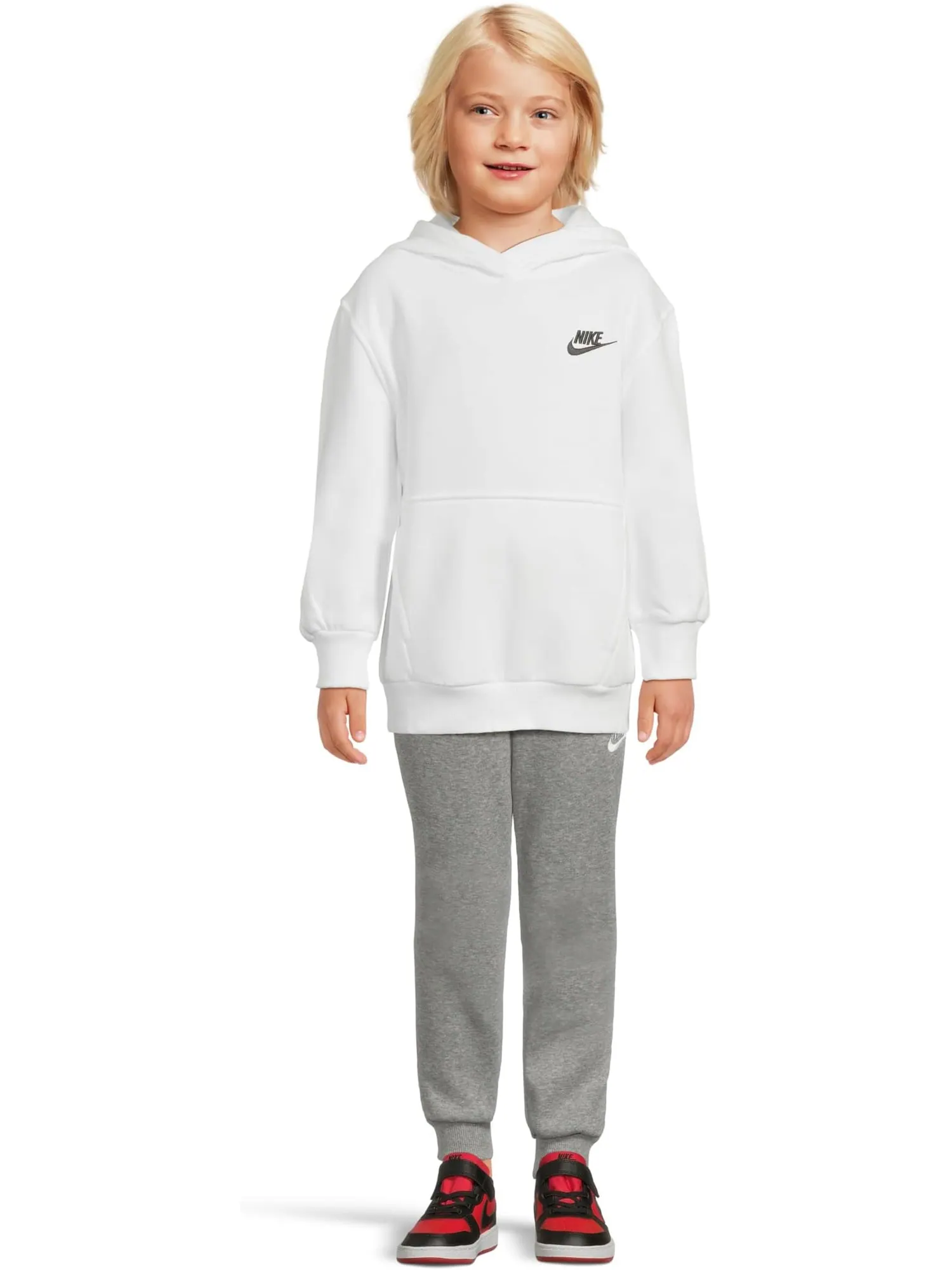 Толстовка с капюшоном из флиса Sportswear Club Nike Kids — изображение 6 из 6, белый/черный