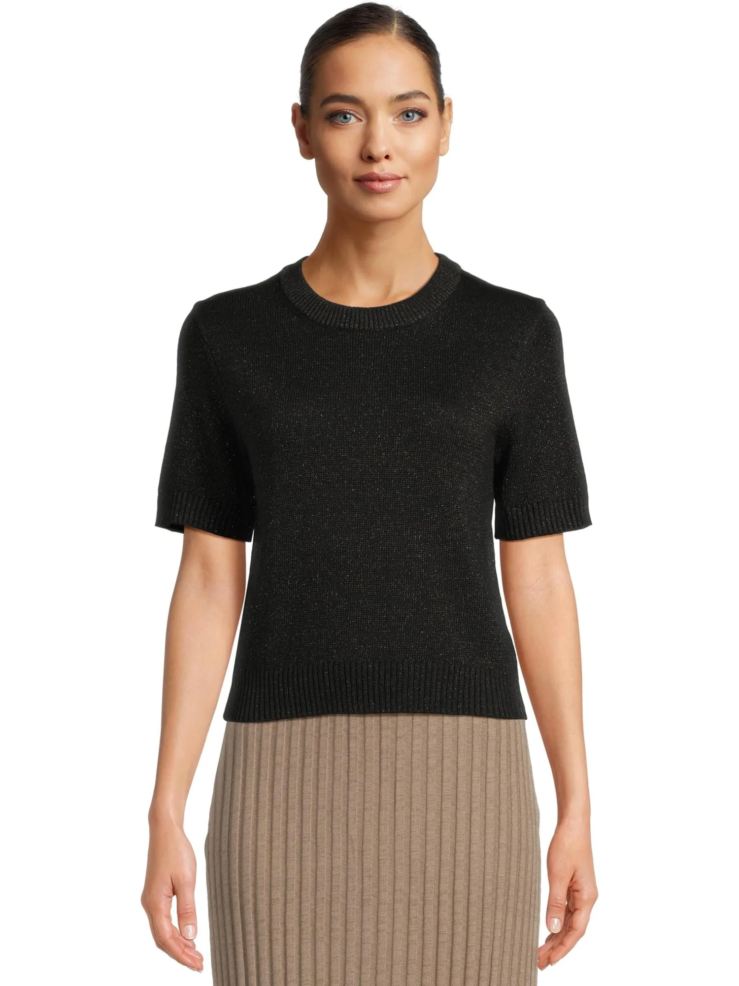 Свитер Lilla P Women's Short Sleeve Sparkle Sweater — черный