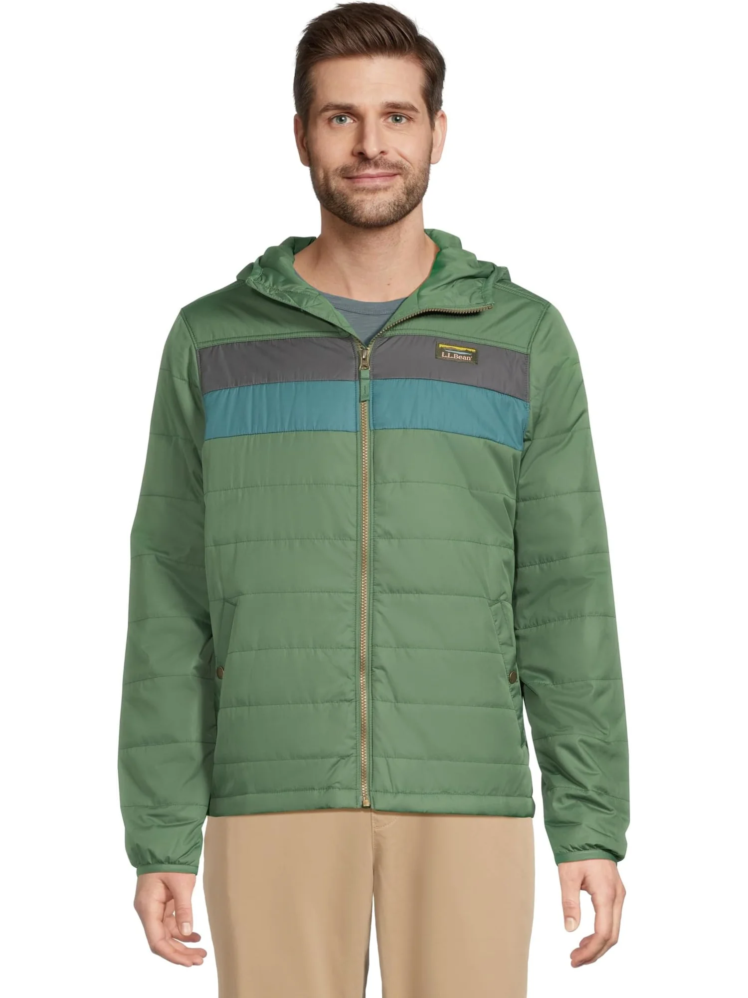 Мужская куртка Mountain Classic с капюшоном, цветные блоки, стандартная модель L.L.Bean