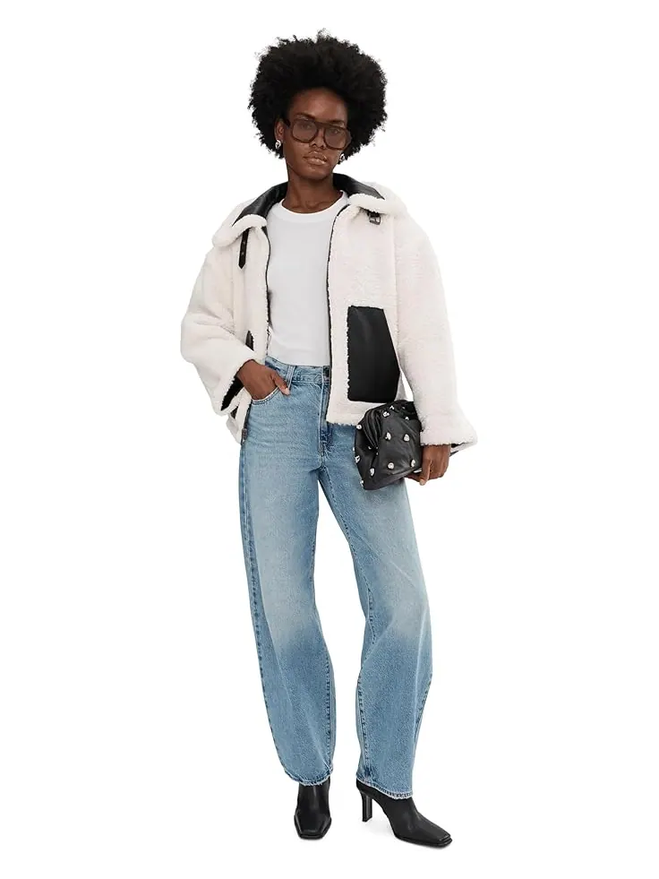 Женская куртка Levi's Reversible Sherpa Faux Leather Shorty — изображение 2 из 5, черный/кремовый