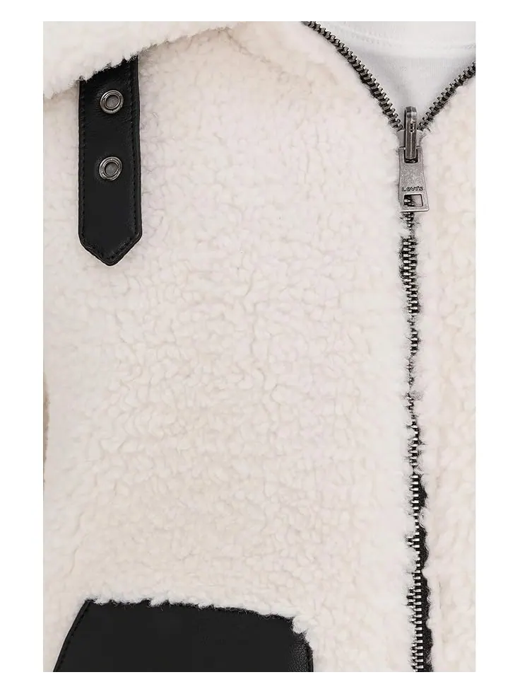 Женская куртка Levi's Reversible Sherpa Faux Leather Shorty — изображение 5 из 5, черный/кремовый