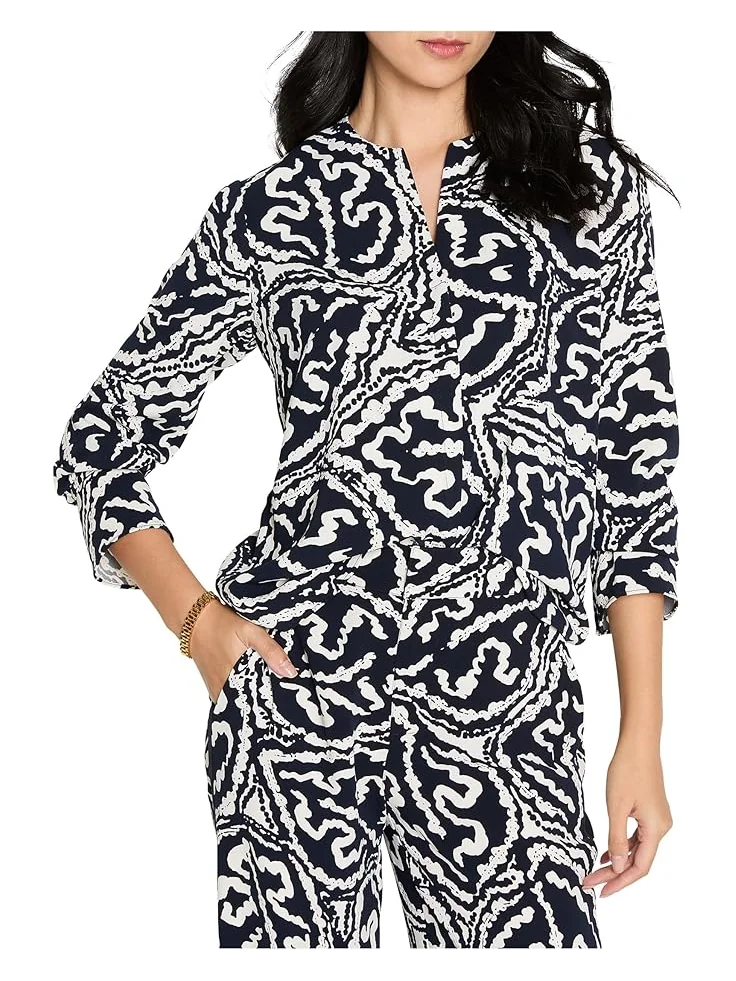Женский топ NIC+ZOE Indigo Leaf Double Crepe