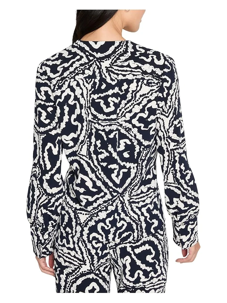 Женский топ NIC+ZOE Indigo Leaf Double Crepe — изображение 3 из 4, индиго мульти