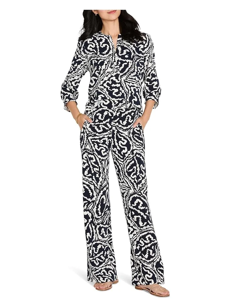 Женский топ NIC+ZOE Indigo Leaf Double Crepe — изображение 4 из 4, индиго мульти