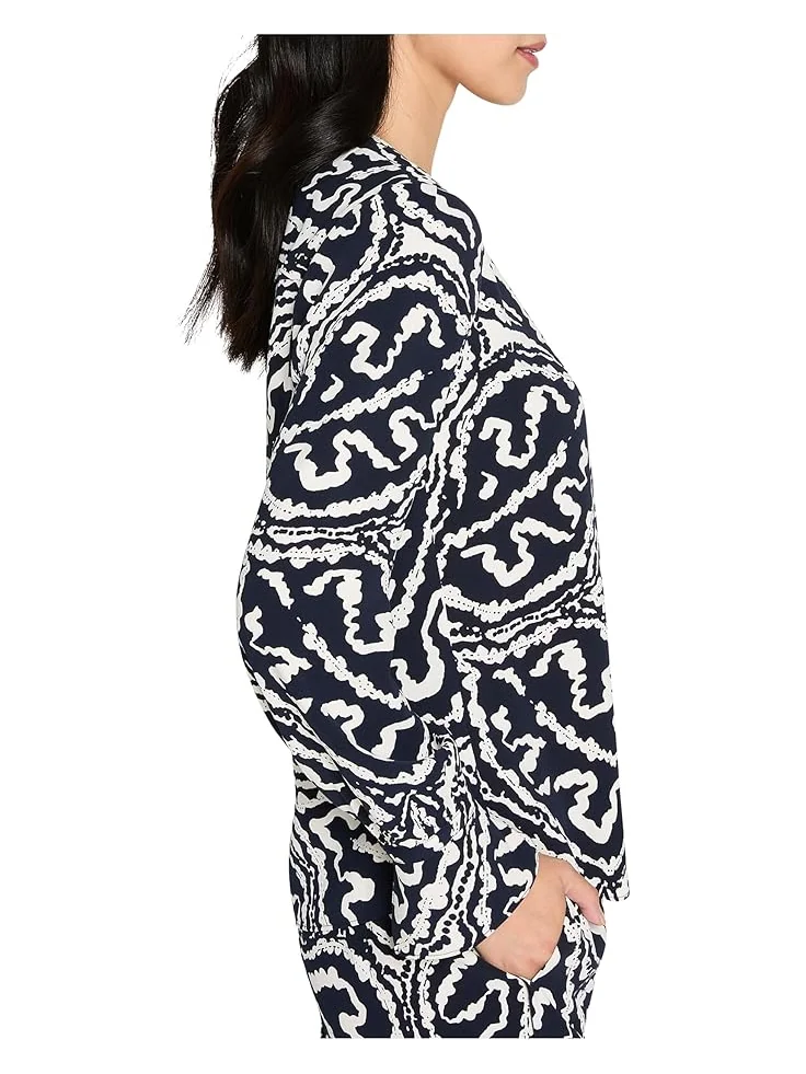 Женский топ NIC+ZOE Petite Indigo Leaf Double Crepe — изображение 2 из 4, индиго мульти