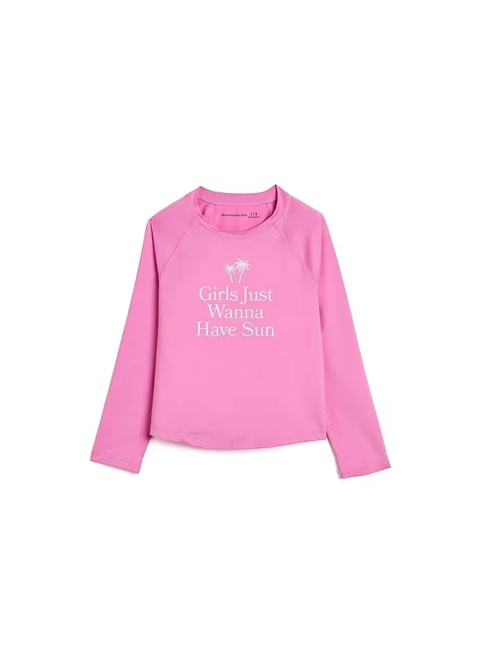 Рашгард с принтом длинный рукав Graphic Long Sleeve Rashguard abercrombie kids — синий