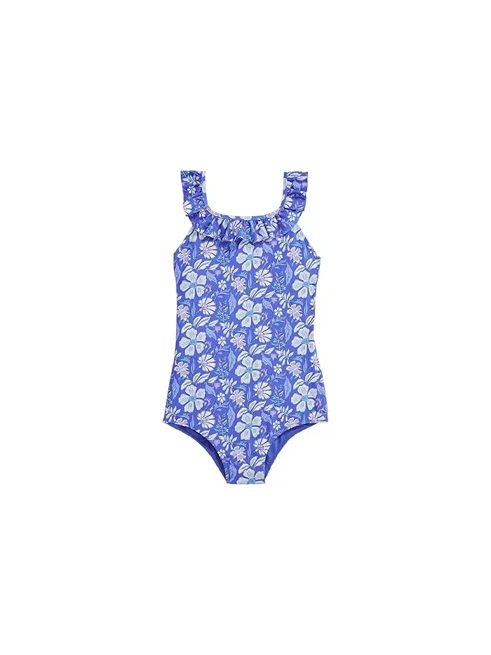Купальник слитный с рюшами Scoop Ruffle Vineyard Vines Kids — синий