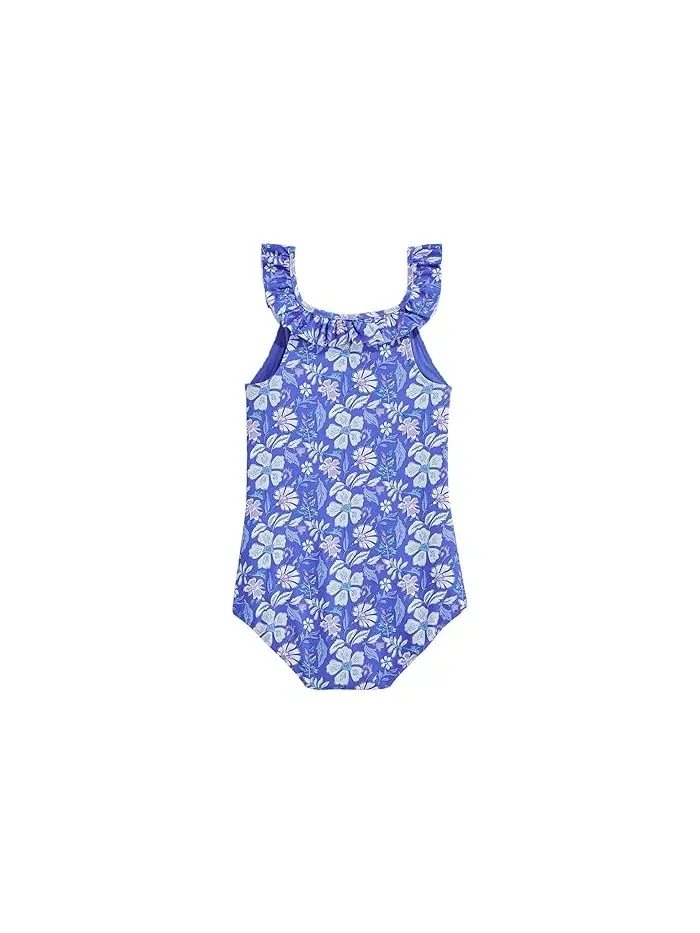 Купальник слитный с рюшами Scoop Ruffle Vineyard Vines Kids — изображение 2 из 2, гибискусовый голубой
