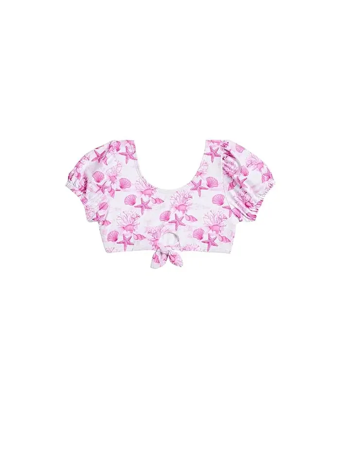 Купальник бикини с рукавами-фонариками Lagoon Puff Sleeve Bikini Snapper Rock Kids — изображение 2 из 3, розовый