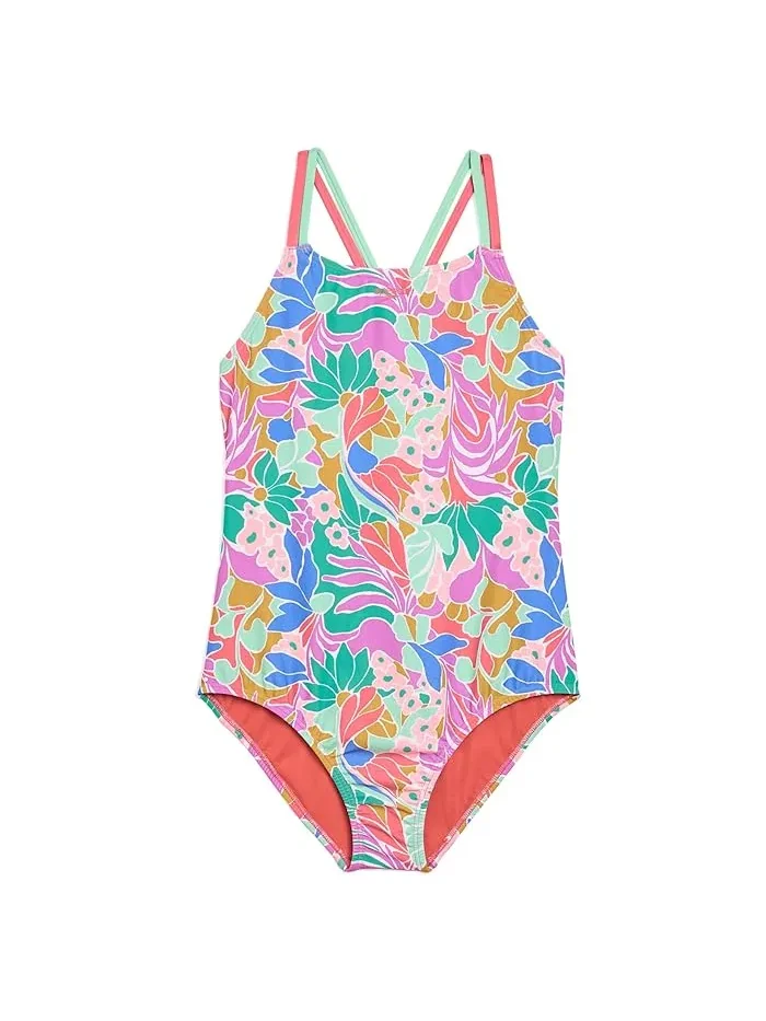 Купальник цельный с цветочным принтом Speedo Kids — изображение 1 из 3, розовый