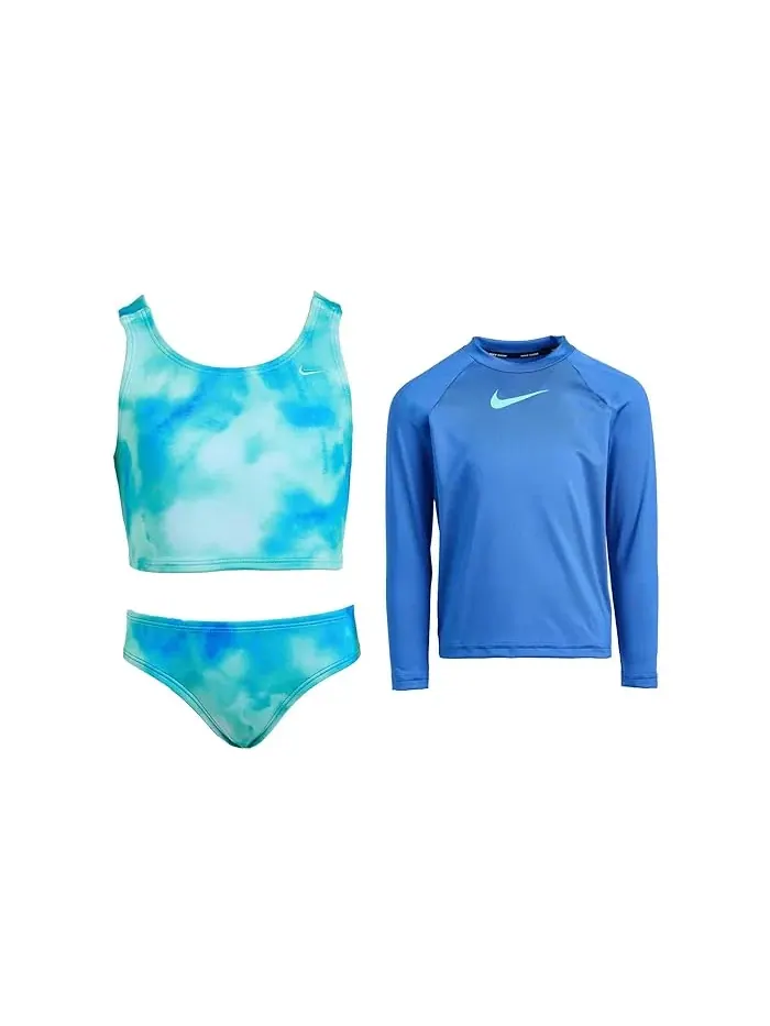 Купальный костюм для девочек с длинным рукавом модель Aquatic Awe Nike Kids — изображение 1 из 3, синий