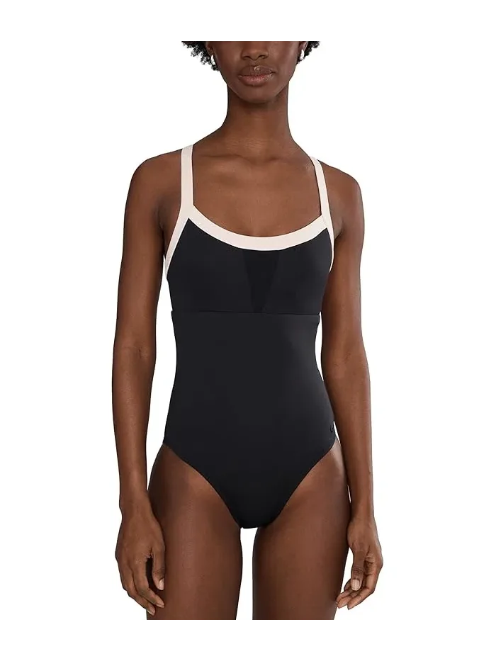 Купальник слитный Bold Color Block V-Back Nike — изображение 1 из 4, черный