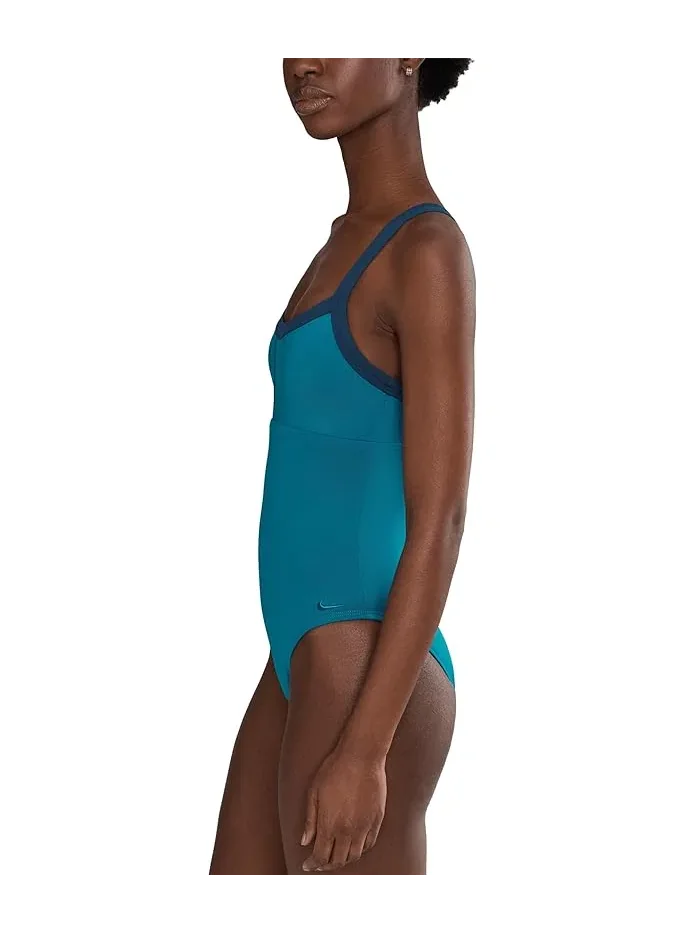 Купальник слитный Bold Color Block V-Back Nike — изображение 2 из 4, зеленый