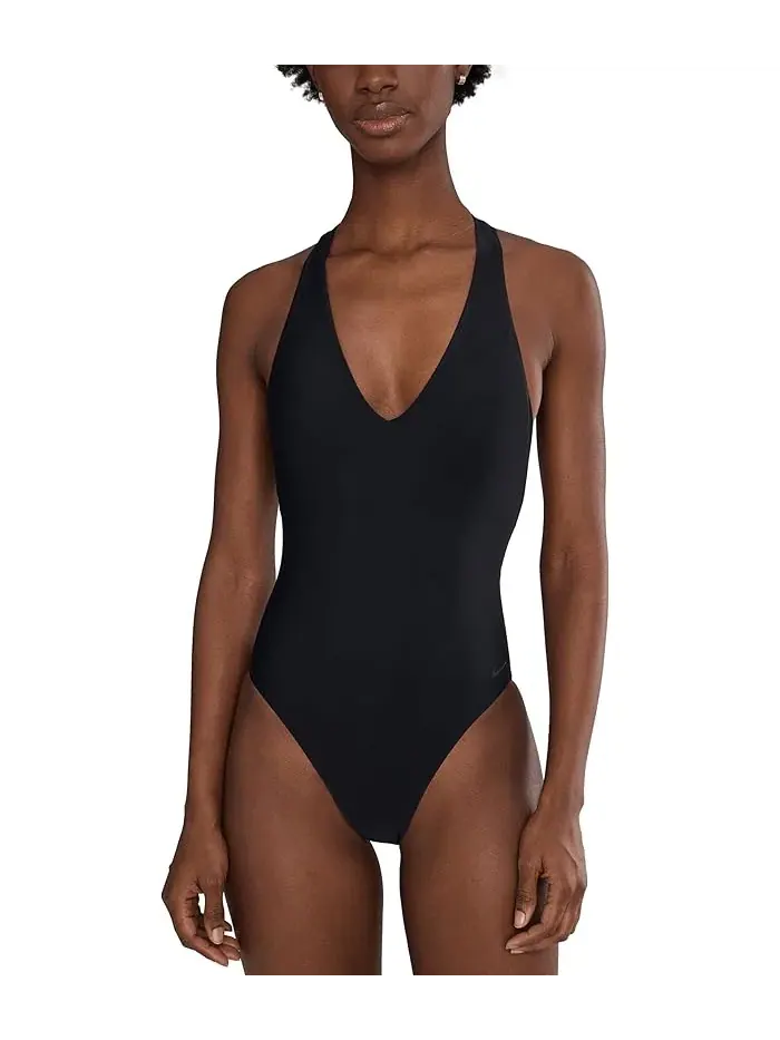 Купальник слитный Hydralock Luxe V-neck One Piece Nike — изображение 1 из 4, черный
