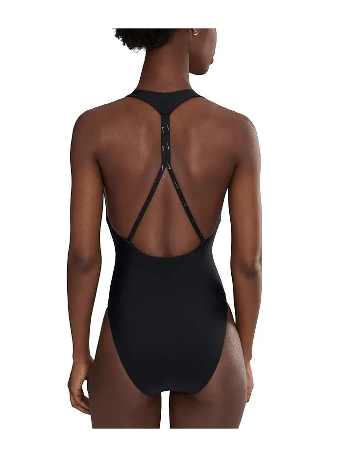 Купальник слитный Hydralock Luxe V-neck One Piece Nike — изображение 3 из 4, черный