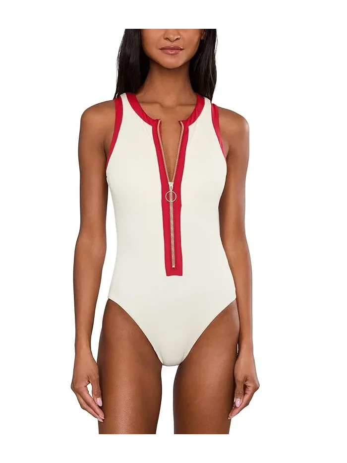 Купальник слитный Bandwave с замком Seafolly — изображение 1 из 5, экру