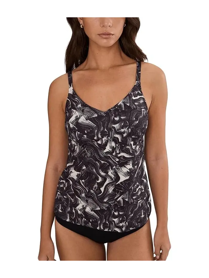 Танкини Nike Expressive Brushstrokes V-Neck — изображение 1 из 5, черный